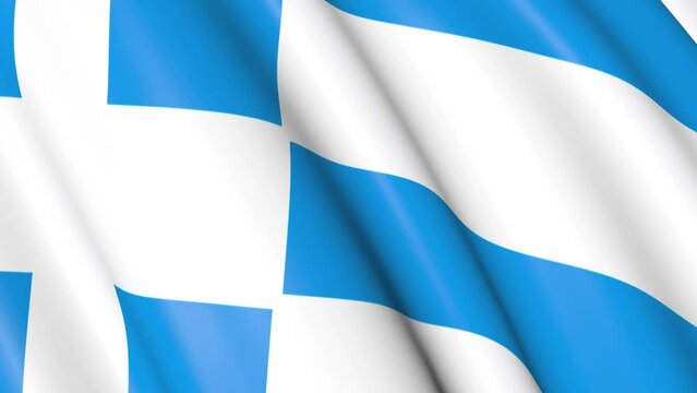 Flag of Greece 3D slow motion video. The national flag of the state is curling in the wind.