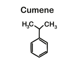 Chemical formula of cumene. Vector illustration