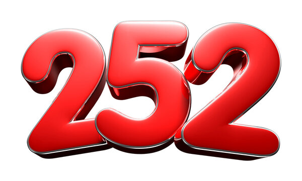 Rounded red number 252 3D illustration. Advertising signs. Product design. Product sales.
