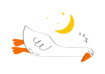 Sleeping goose. Modern vector illustration.
