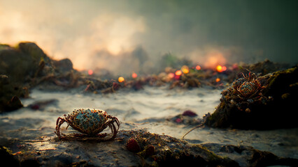 A crab along the coastline