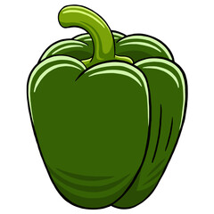 Green Pepper in Vector Style Illustration