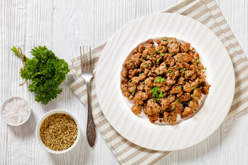 fried Italian sausage of freshly ground pork meat