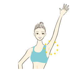 女性　わき脱毛　イラスト