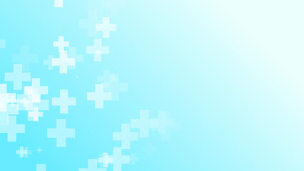 Abstract white blue green colors cross pattern healthcare background.