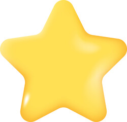 3D Star Icon. Glossy Star Isolated on Transparent Background. Rating, Survey, Review Concept