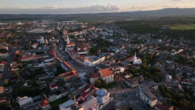 Aerial view of the city of Turda in Romania