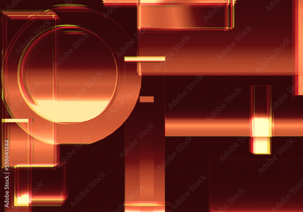 Poster abstract 3d orange color blockchain isometric digital technology texture background.