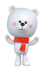 Cute white teddy bear with posing. 3d illustration