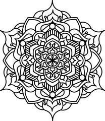 Mandala Coloring book page design. Simple coloring design for beginners, seniors and children. Mehndi flower pattern for Henna drawing and tattoo. Decoration in ethnic oriental, Indian sty
