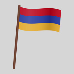 Flag of the country of Armenia. Flag on the flagpole. Vector illustration