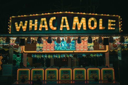 Whacamole sign at Luna Park, in Coney Island, Brooklyn, New York