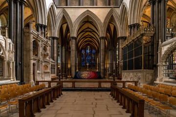 view of the chapel altar of the Salisbury Cathedral