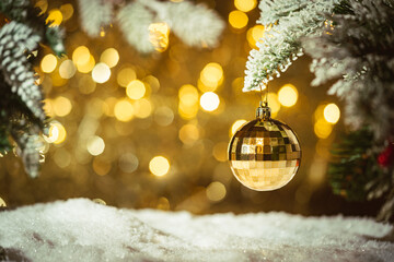 Christmas balls on fir branches