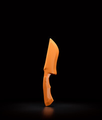 Orange medieval dagger. Military and hunting knife. Fantasy game warrior weapon. 3d rendering