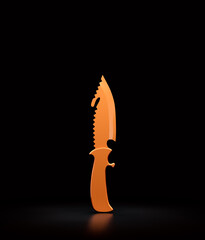 Orange medieval dagger. Military and hunting knife. Fantasy game warrior weapon. 3d rendering