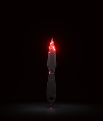Burning knife, combat weapon blade, military and hunting dagger. Medieval weapon, 3d rendering