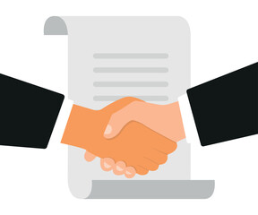 Obraz premium Close-up of person hands with contract agreement. Business concept of contract signing. Handshake, conclusion of a contract, partnership, cooperation. Business financial agreement or contract