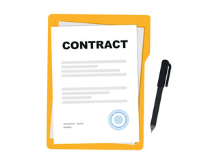 Contract icon. Business concept of contract signing. Conclusion of a contract, successful partnership, cooperation. Business financial agreement or contract