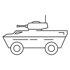 Armored Personnel Carrier icon.Armored combat vehicle.Military machinery.. Military vehicle outline symbol.Line art vector illustration.