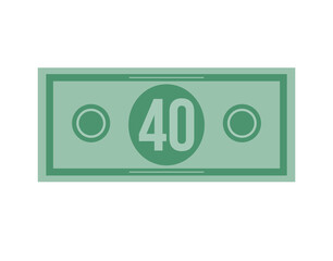 40 dollar vector illustration isolated in white background. Dollar price for sales and promotion