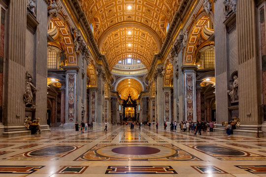 Vatican - October 2022: St. Peter's basilica interiors
