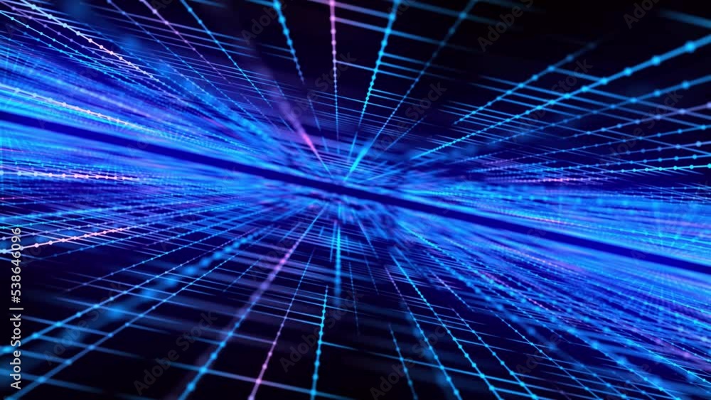 Poster digital technology background. big data visualization. dynamic field of glowing particles. abstract 
