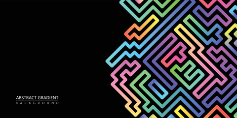 Abstract black geometric background. Minimalistic colorful cover with bright gradient pattern