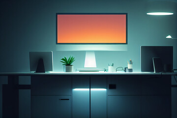 Ein Computerarbeitsplatz mit einem sehr großen Monitor