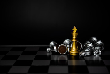 Strategy and business planning ideas. Chess gold on the board.