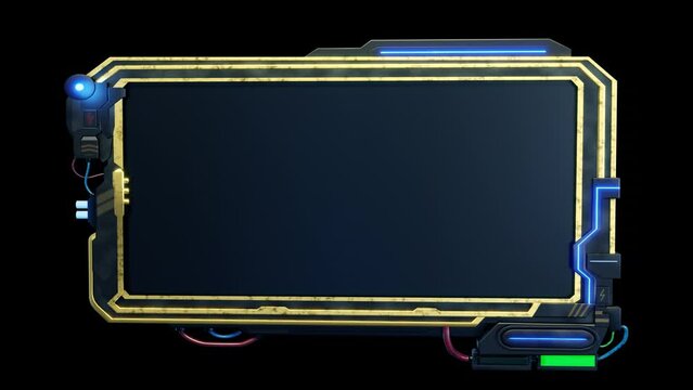 animated futuristic scifi 3d screen with alpha channel