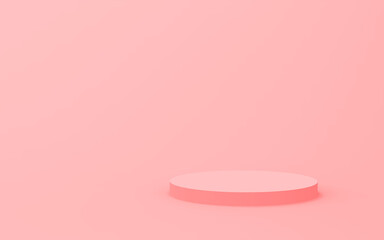 Abstract 3d pink color cylinder podium minimal studio background.