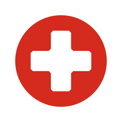 Swiss Cross Chamfered Corners Red Circle