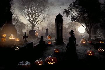 Halloween Pumpkins in epic scene. showcase proudact Background. 3D render