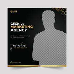 Online marketing post template black and golden color