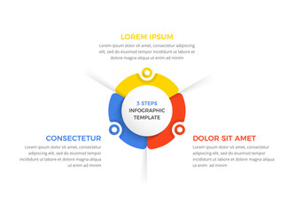 Circle diagram with 3 steps with place for your text, infographic template