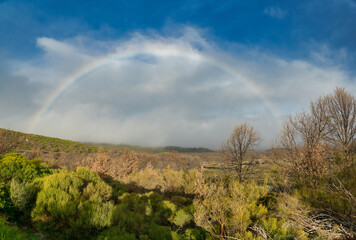 Fototapeta na wymiar cloudscape with a rainbow