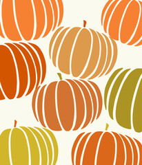 Modern design with pumpkins on cream background. - 538654489