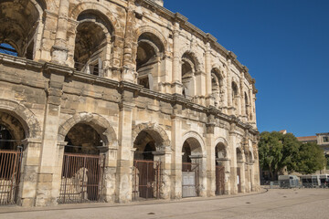 Naklejka premium Arènes de Nîmes dans le Gard en Languedoc, Occitanie, France