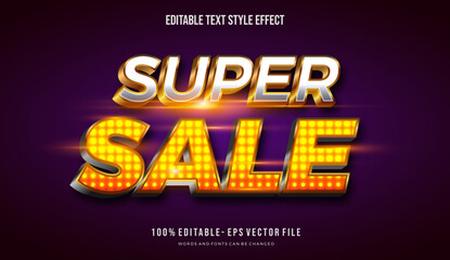Banner sale Stylish title text style effect. Editable vector font