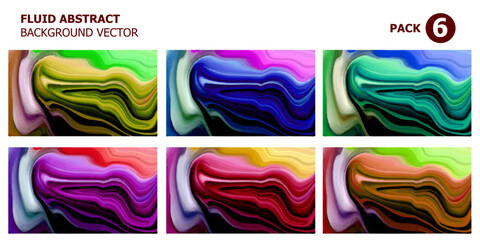 set of colorful fluid background with spiral liquid waves design art colorful abstract texture retro style. vector illustration