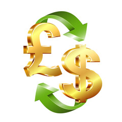 Currency exchange. Money conversion. Pound to dollar icon concept