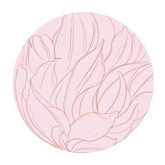 Floral minimalistic illustration in a circle. Idea for logo, poster.