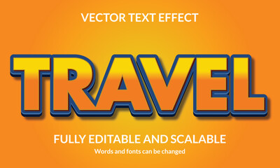 Travel Editable 3D text style effect vector template