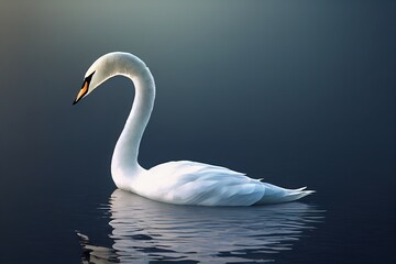Beautiful swan. Great light and very relaxed animals. 3D render. Raster illustration.