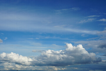 Fototapeta premium White clouds and bright blue sky background.