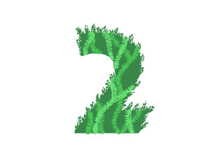 Green number  2  - Foliage style - obrazy, fototapety, plakaty