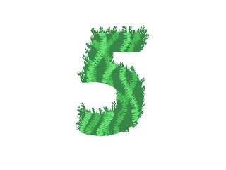 Green number  5  - Foliage style - obrazy, fototapety, plakaty
