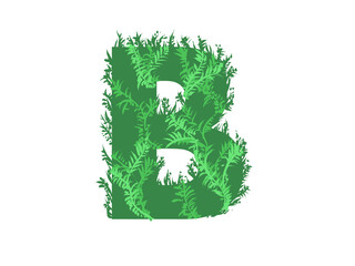 Green letter  B  - Foliage style