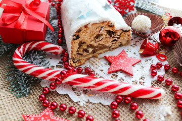 christmas time. traditional Christmas stollen	